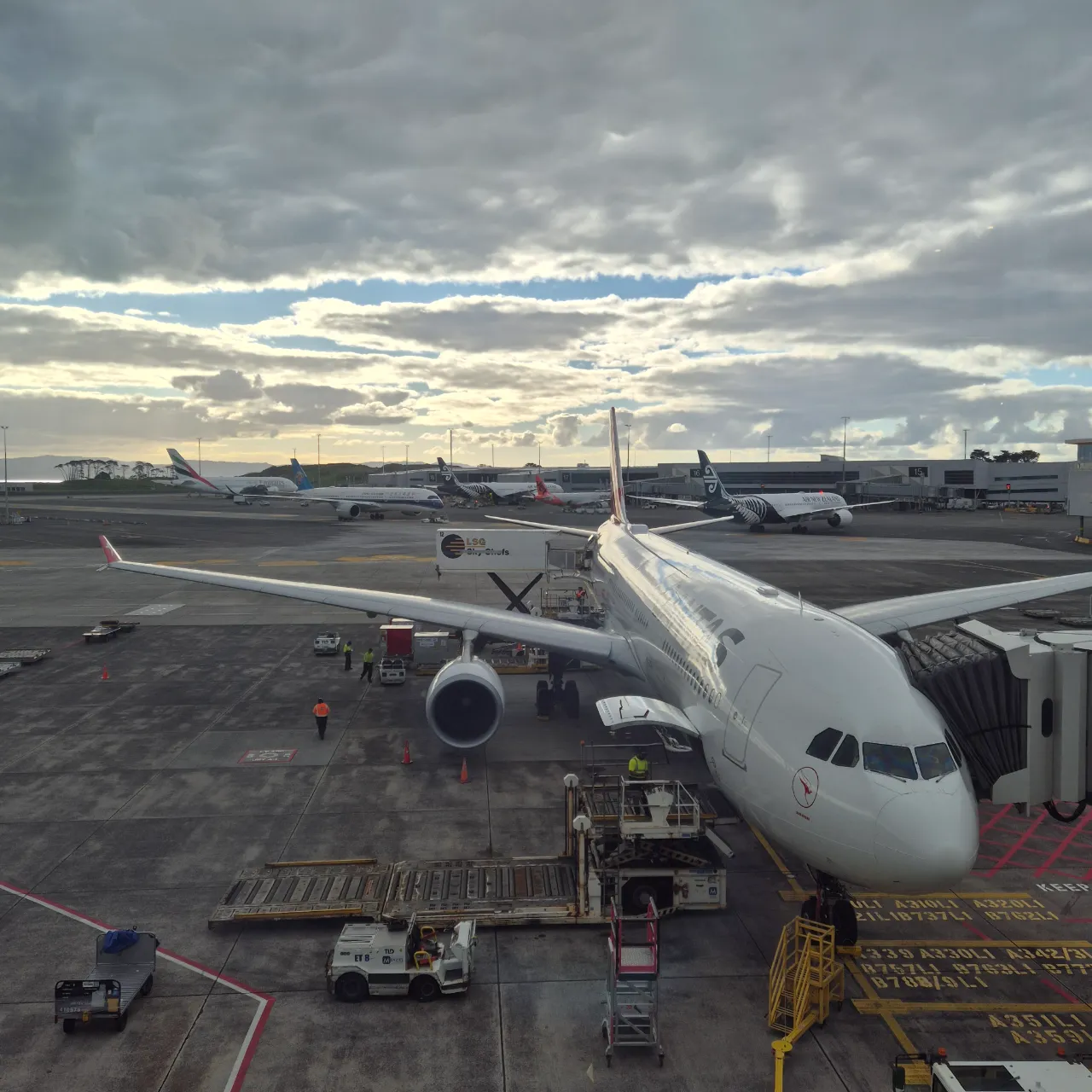 View of some planes on the tarmac.