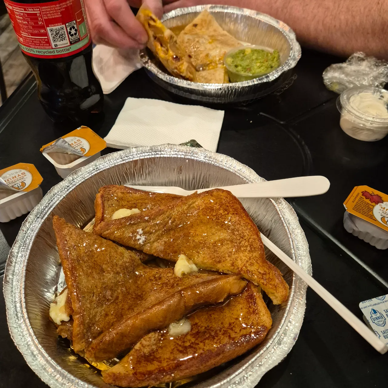 French Toast and quesadillas.